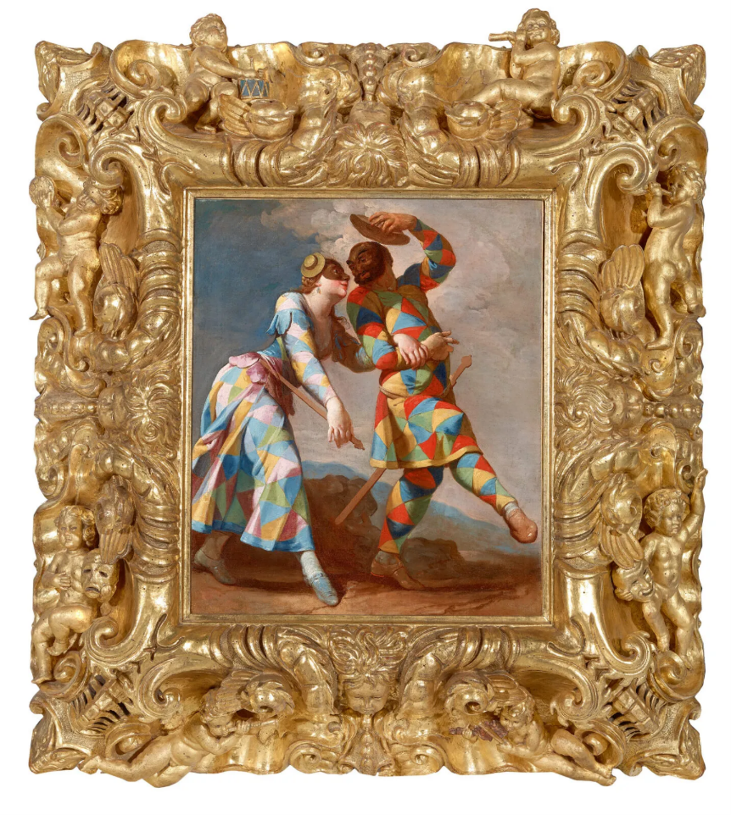 Harlequin and His Lady by Giovan Domenico Ferretti, Haukohl Collection